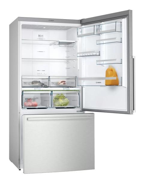 Хладилник Bosch KGB86AIFP SER6 FS fridge-freezer NoFrost, F, 186/86/81cm, 613l(479+134), 42dB, VitaFresh Plus 42l, drawer freezer door, display, Inox EasyClean