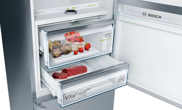 Хладилник Bosch KGF39PIDP SER8 FS fridge-freezer NoFrost, D, 203/60/66cm, 343l(256+87), 38dB, VitaFreshPro 81l, Premium LED, inox EasyClean, HC ready