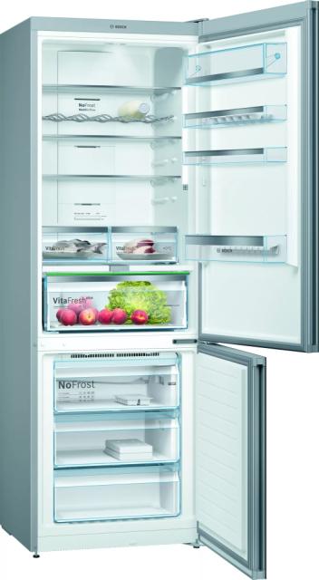 Хладилник Bosch KGN49LBEA SER6 FS fridge-freezer NoFrost, E, 203/70/67cm, 435l(330+105), 40dB, VitaFresh Plus, display, colorGlass Black