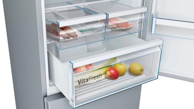Хладилник Bosch KGN56XLEA SER4 FS fridge-freezer NoFrost, E, 193/70/80cm, 505l(400+105), 42dB, VitaFresh 38l, display, inox-look