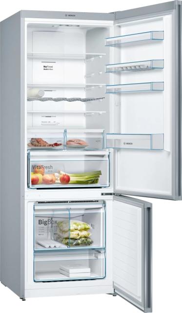 Хладилник Bosch KGN56XLEA SER4 FS fridge-freezer NoFrost, E, 193/70/80cm, 505l(400+105), 42dB, VitaFresh 38l, display, inox-look