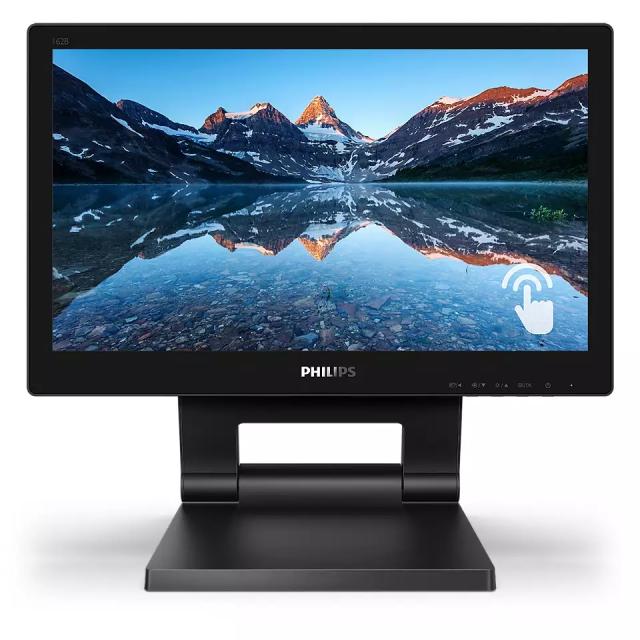 Монитор Philips 162B9T, 15.6" Touch, TN, WLED 1366x768@60Hz, 4ms GtG, 220cd m/2, 500:1, DCR 20M:1, Low Blue Mode, 2Wx2, Tilt, Height Adjust, D-SUB, DVI, HDMI, DP, USB hub