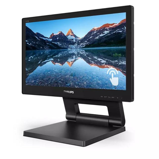 Монитор Philips 162B9T, 15.6" Touch, TN, WLED 1366x768@60Hz, 4ms GtG, 220cd m/2, 500:1, DCR 20M:1, Low Blue Mode, 2Wx2, Tilt, Height Adjust, D-SUB, DVI, HDMI, DP, USB hub