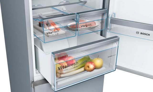 Хладилник Bosch KGN39IJEA SER4 FS fridge-freezer NoFrost, E, Vario Style, 203/60/66cm, 366l(279+87), 39dB, VitaFresh 24l, Inox-look