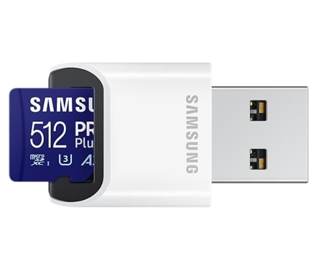 Памет Samsung 512GB micro SD Card PRO Plus with USB Reader, UHS-I, Read 180MB/s - Write 130MB/s