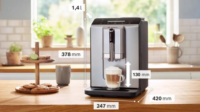 Кафемашина Bosch TIE20301, SER2, Automatic coffee-espresso machine, VeroCafe, 1300 W, 1.4 litre, 15 bar, OneTouch function, MilkMagic Pro, Silk Silver