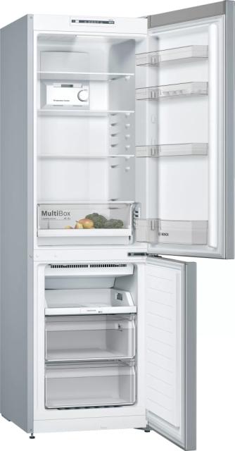Хладилник Bosch KGN36NLEA SER2 FS fridge-freezer NoFrost, E, 186/60/66cm, 302l(215+87), 42dB, MultiBox, Inox-look