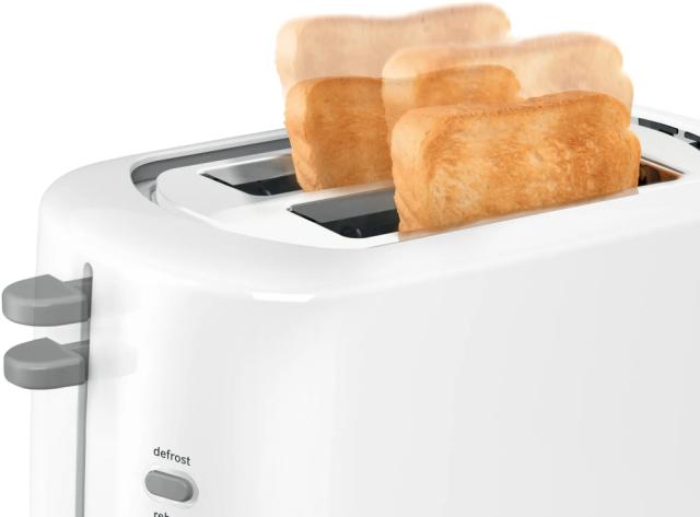 Тостер Bosch TAT3A111, Compact toaster, Plastic, 800 W, Auto power off, Defrost and warm setting, Lifting high, White