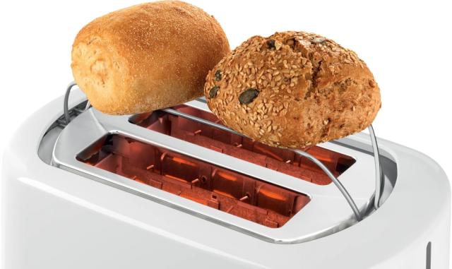 Тостер Bosch TAT3A111, Compact toaster, Plastic, 800 W, Auto power off, Defrost and warm setting, Lifting high, White