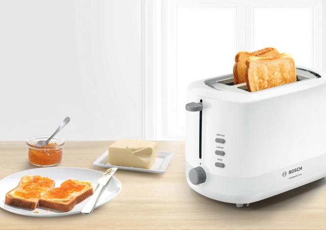 Тостер Bosch TAT3A111, Compact toaster, Plastic, 800 W, Auto power off, Defrost and warm setting, Lifting high, White