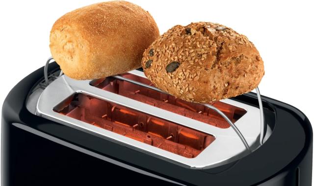 Тостер Bosch TAT3A113, Compact toaster, Plastic, 800 W, Auto power off, Defrost and warm setting, Lifting high, Black