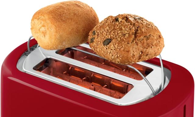 Тостер Bosch TAT3A114, Compact toaster, Plastic, 800 W, Auto power off, Defrost and warm setting, Lifting high, Red