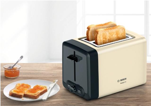 Тостер Bosch TAT4P427, Toaster, DesignLine, 820-970 W, Auto power off, Defrost and warm setting, Lifting high, Beige
