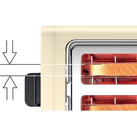 Тостер Bosch TAT4P427, Toaster, DesignLine, 820-970 W, Auto power off, Defrost and warm setting, Lifting high, Beige