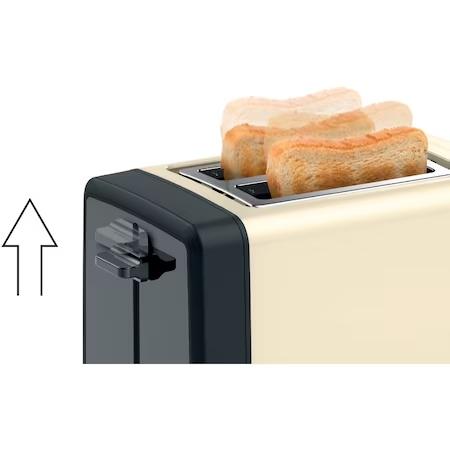 Тостер Bosch TAT4P427, Toaster, DesignLine, 820-970 W, Auto power off, Defrost and warm setting, Lifting high, Beige