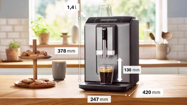 Кафемашина Bosch TIE20504, SER2, Automatic coffee-espresso machine, VeroCafe, 1300 W, 1.4 litre, 15 bar, OneTouch function, MilkMagic Pro, Diamond titanium metallic