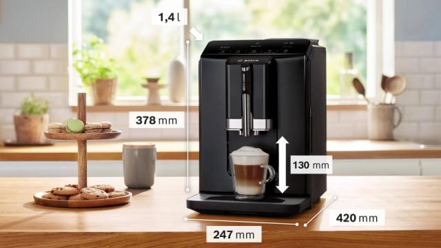 Кафемашина Bosch TIE20119, SER2, Automatic coffee-espresso machine, VeroCafe, 1300 W, 1.4 litre, 15 bar, OneTouch function, MilkMagic Pro, Glossy Black