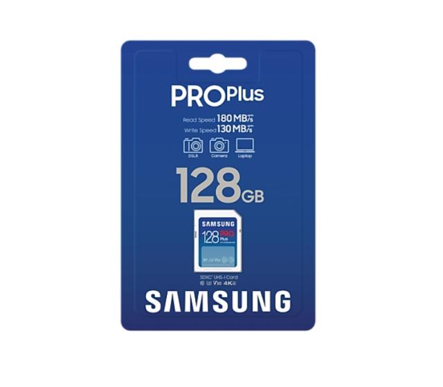 Памет Samsung 128GB SD Card PRO Plus, UHS-I, Read 180MB/s - Write 130MB/s