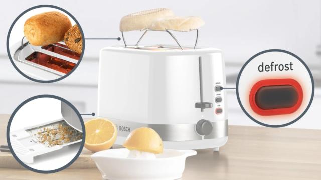 Тостер Bosch TAT6A511, Compact toaster, Plastic, 800 W, Auto power off, Defrost and warm setting, Lifting high, White