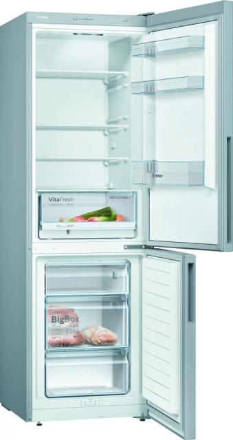 Хладилник Bosch KGV362LEA SER4 FS Fridge-freezer LowFrost, E, 186/60/65cm, 308l(214+94), 39dB, VitaFresh, inox-look