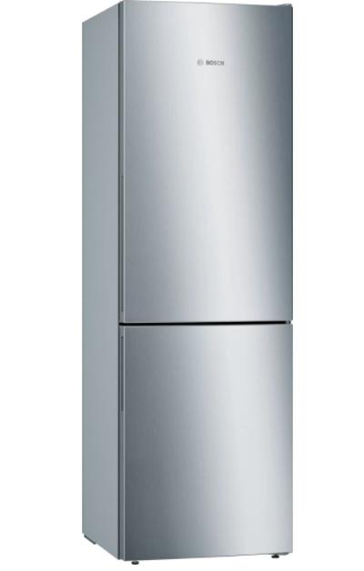 Хладилник Bosch KGE36ALCA SER6, FS Fridge-freezer LowFrost, C, 186/60/65 cm, 308 l(214+94), 38 dB(C), VitaFresh 22 l, bottle rack, fan, Inox-look