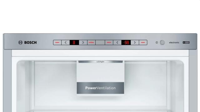 Хладилник Bosch KGE36ALCA SER6, FS Fridge-freezer LowFrost, C, 186/60/65 cm, 308 l(214+94), 38 dB(C), VitaFresh 22 l, bottle rack, fan, Inox-look