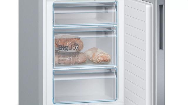 Хладилник Bosch KGE36ALCA SER6, FS Fridge-freezer LowFrost, C, 186/60/65 cm, 308 l(214+94), 38 dB(C), VitaFresh 22 l, bottle rack, fan, Inox-look