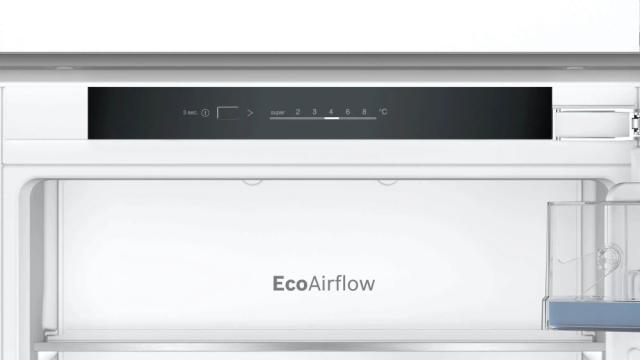 Хладилник Bosch KIV86VFE1 SER4, BI fridge-freezer LowFrost, E, 177,2 cm, 267 l (191+76), 35 dB(B), VitaFresh XXL, EcoAirflow, display, BigBox, sliding hinge