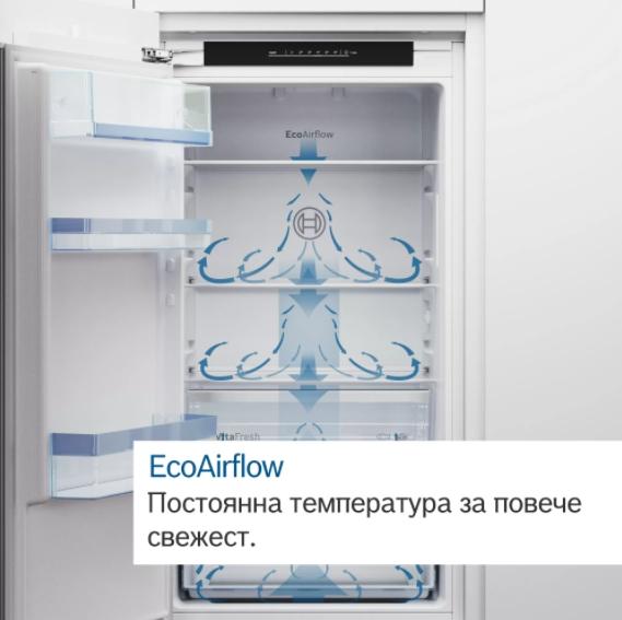 Хладилник Bosch KIN86NSF0, SER2, Built-in fridge-freezer, NoFrost, F, 177,2 cm 260 l (184+76), 39 dB, MultiBox, EcoAirflow, BigBox, SuperFreezing, VarioZone