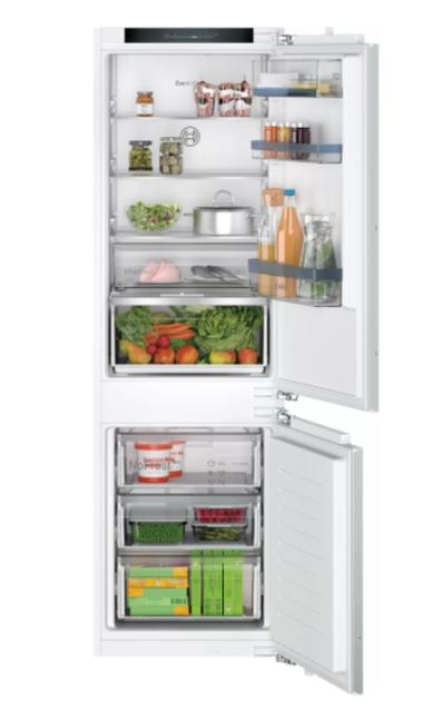 Хладилник Bosch KIN86VFE0, SER4, Built-in fridge-freezer, NoFrost, E, 177,2 cm, 260 l (184+76), 35 dB(B), VitaFresh XXL <0°C>, EcoAirflow, display, BigBox, sliding hinge
