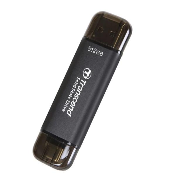 Твърд диск Transcend 512GB, External SSD, ESD310C, USB 10Gbps, Type C/A
