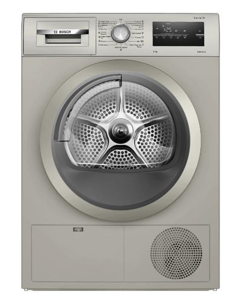 Сушилня Bosch WTH08200BY SER4, Tumble dryer with heat pump 8 kg , Energy efficiency A++,  65 dB, EasyClean AutoDry, Anti-vibration design, Fast drying 40 ', Drum volume 112 l, Silver stainless steel