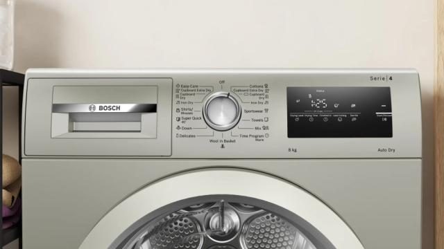 Сушилня Bosch WTH08200BY SER4, Tumble dryer with heat pump 8 kg , Energy efficiency A++,  65 dB, EasyClean AutoDry, Anti-vibration design, Fast drying 40 ', Drum volume 112 l, Silver stainless steel