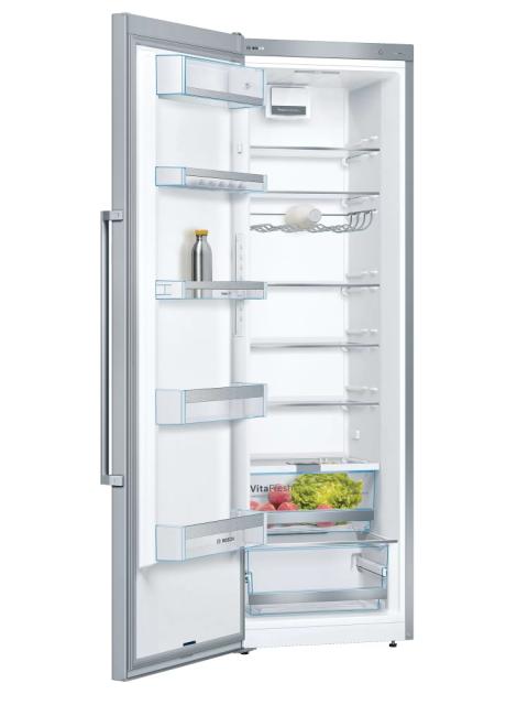 Хладилник Bosch KSV36BIEP SER6 FS refrigerator, NoFrost, E, 186/60/65cm, 346l, 39dB, VitaFreshPlus, MultiBox, EasyLift bin, fan, display, handle, Inox EasyClean
