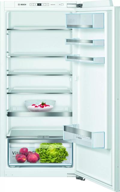 Хладилник Bosch KIR41AFF0 SER6 BI fridge, F, 122,5cm, 211l, 33dB, VitaFresh Plus, EasyAccess shelf, Vario Shelf, display, flush-folding