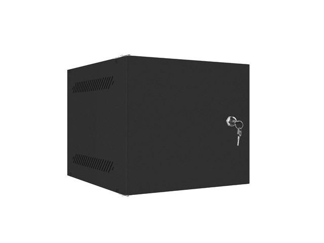 Комуникационен шкаф Lanberg rack cabinet 10" wall-mount 6U / 280x310 for self-assembly with metal door (flat pack), black
