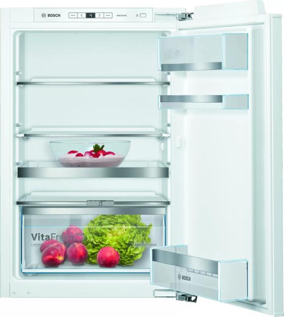 Хладилник Bosch KIR21AFF0 SER6 BI fridge, F, 88cm, 144l, 33dB, VitaFresh Plus, EasyAccess shelf, Vario Shelf, display, flush-folding