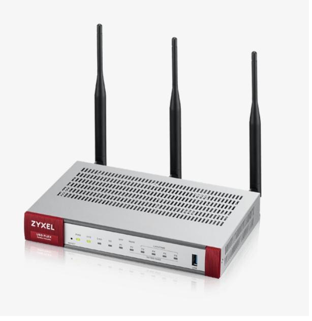 Защитна стена ZyXEL USG FLEX Series, 10/100/1000, 1*WAN, 4*LAN/DMZ ports, WiFi 6 AX1800, 1*USB (device only)