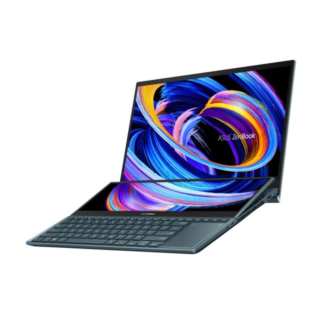Лаптоп Asus Zenbook Pro Duo 15 OLED UX582ZW-OLED-H941X, Screen Pad Plus, Intel Core i9-12900H 3.8 GHz(24M Cache,up to 5.0 GHz,14 cores),32GB.,1TB SSD,NVIDIA GeForce RTX 3070 Ti 8GB, WiFi 6.0, Illum.Kb.,Win 11 Pro 64, Celestial Blue+ZTE A51 4G, Blue
