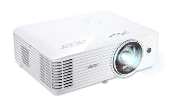 Мултимедиен проектор Acer Projector S1386WHn, DLP, Short Throw, WXGA (1280x800), 3600 ANSI Lumens, 20000:1, 3D, HDMI, VGA, LAN, RCA, Audio in, Audio out, VGA out, DC Out (5V/1A, USB-A), Speaker 16W, Bluelight Shield, 3.1kg, White + Acer T82-W01MW 82.
