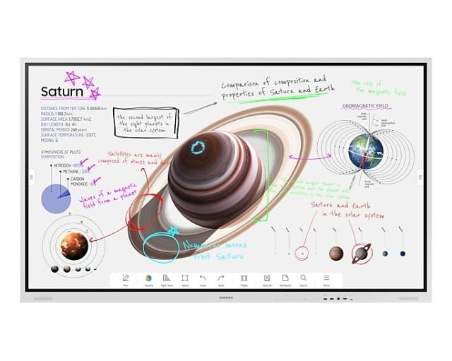 Интерактивен дисплей Samsung Flip PRO WM75B 75"  3,840 x 2,160, VA, 8ms, 350 cd/m2, 4000:1 Contrast, 4K Digital Flipchart TOUCH , Mirroring, Remote Management, Wi-Fi, Remote PC & Bluetooth Support, 2xHDMI 2.0, DP 1.2, RJ45, RS232, Tizen 6.5, White