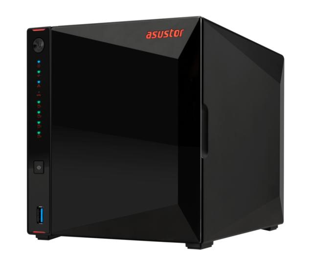 Мрежов сторидж Asustor Nimbustor AS5404T, 4 Bay NAS, Quad-Core 2.0GHz CPU, Dual 2.5GbE Ports, 4GB SO-DIMM DDR4 (Max. 16GB), Four M.2 SSD Slots (Diskless), 3x USB 3.2 Gen 1 Type A, WOW (Wake on WAN), WOL, System Sleep Mode, AES-NI hardware, encryption
