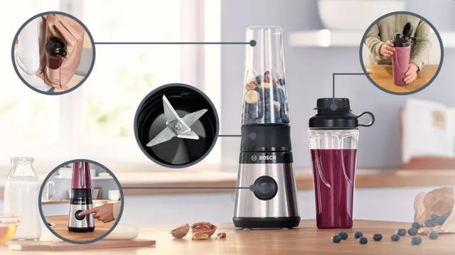 Блендер Bosch MMB2111M, Blender VitaPower Series 2, 0,6 L, 450 W, ToGo bottle from Tritan, Stainless steel