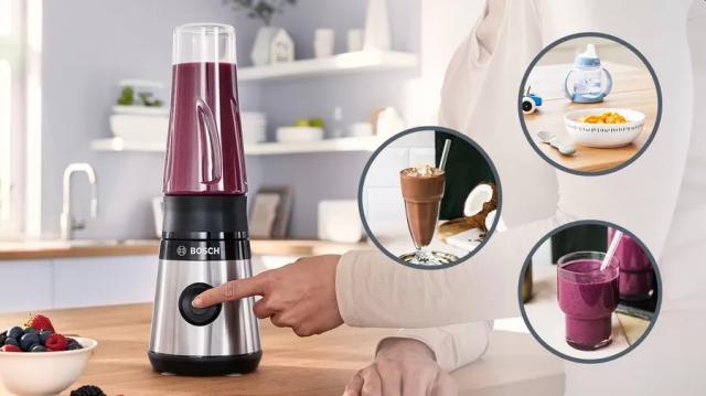 Блендер Bosch MMB2111M, Blender VitaPower Series 2, 0,6 L, 450 W, ToGo bottle from Tritan, Stainless steel