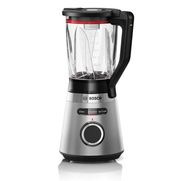 Блендер Bosch MMB6384M Series 4, VitaPower Blender, 1200 W, Glass ThermoSafe jug 1.5 l, Tritan ToGo bottle 0.6 l, Speed adjustment and pulse function, ProEdge stainless steel blades made in Solingen, Stainless steel