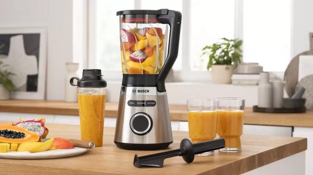 Блендер Bosch MMB6384M Series 4, VitaPower Blender, 1200 W, Glass ThermoSafe jug 1.5 l, Tritan ToGo bottle 0.6 l, Speed adjustment and pulse function, ProEdge stainless steel blades made in Solingen, Stainless steel