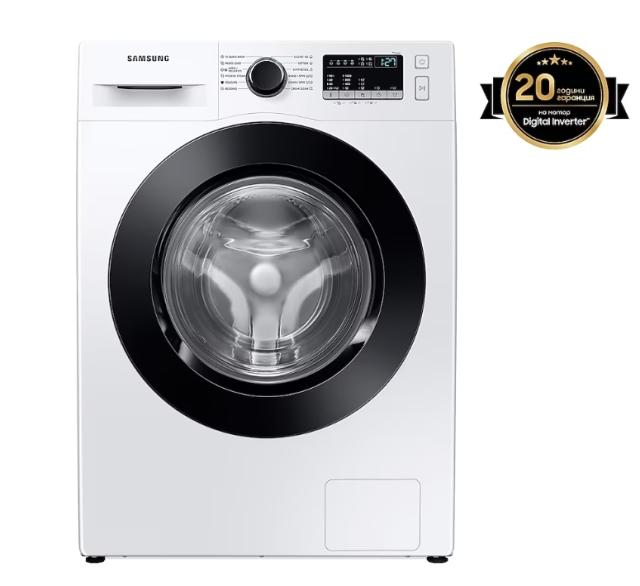 Пералня Samsung WW80T4040CE/LE,  Washing Machine, 8 kg, 1400 rpm, Energy Efficiency D, Digital inverter motor, Hygiene Steam, Drum Clean, LED display, Spin Efficiency B, White