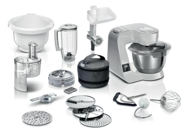 Кухненски робот Bosch MUM5XL72, Compact Kitchen Machine, MUM5 scale, 3D Planetary Mixing, 1000 W, add. Meat grinder, Blender, Plastic bowl, Grey-silver