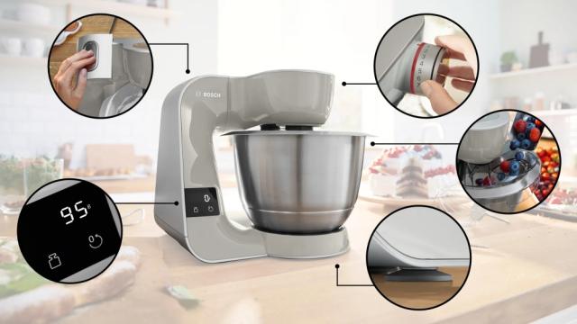 Кухненски робот Bosch MUM5XL72, Compact Kitchen Machine, MUM5 scale, 3D Planetary Mixing, 1000 W, add. Meat grinder, Blender, Plastic bowl, Grey-silver