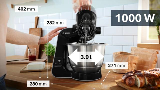 Кухненски робот Bosch MUM5XC66, Food processor with scale, MUM5, 3D Planetary Mixing, 1000 W, 7-speed, add. Meat grinder, Juicer, Bottle with a capacity of 0.5 l for smoothies, Black